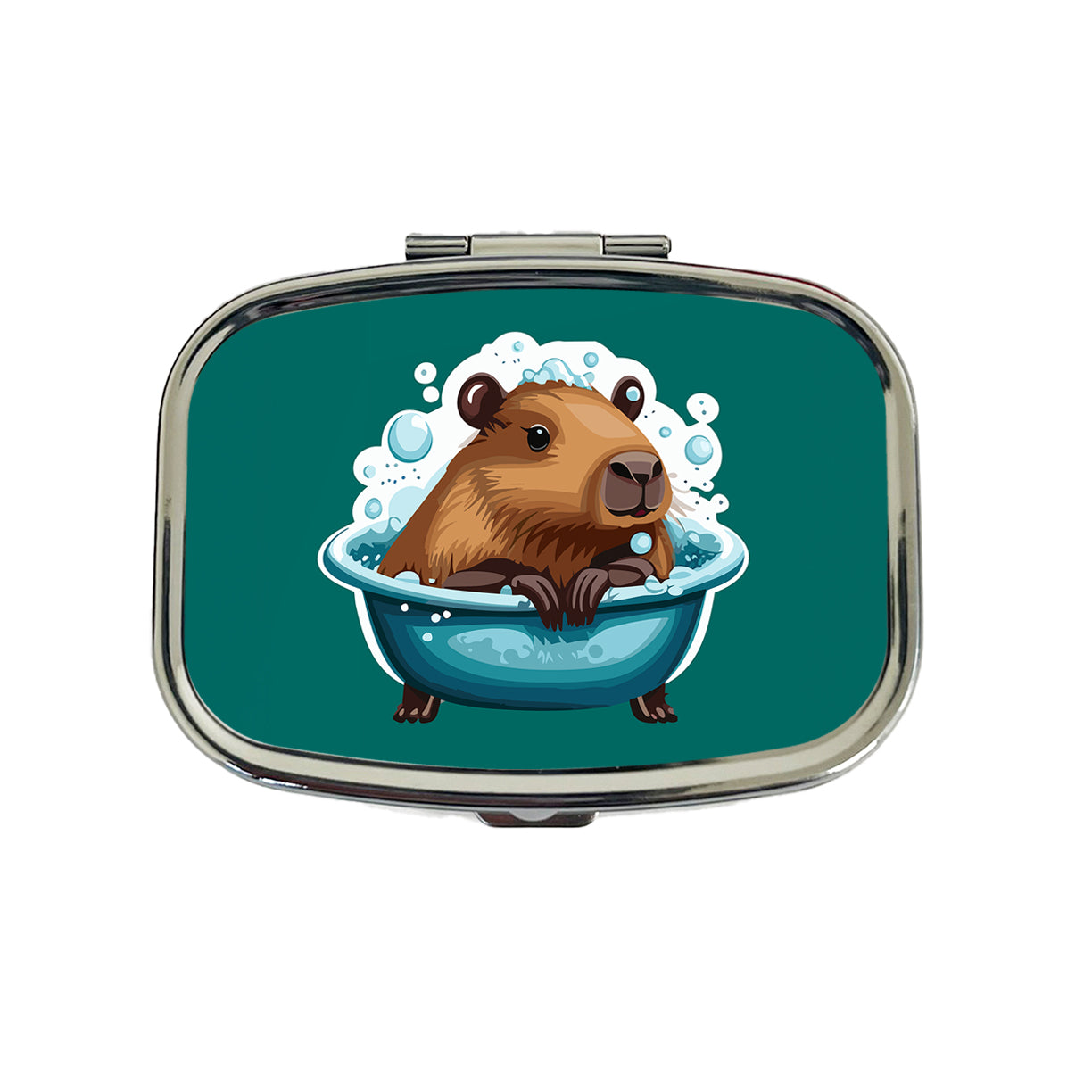 Capybara in Bubble Bath Bathing Funny Travel Pill Box Case