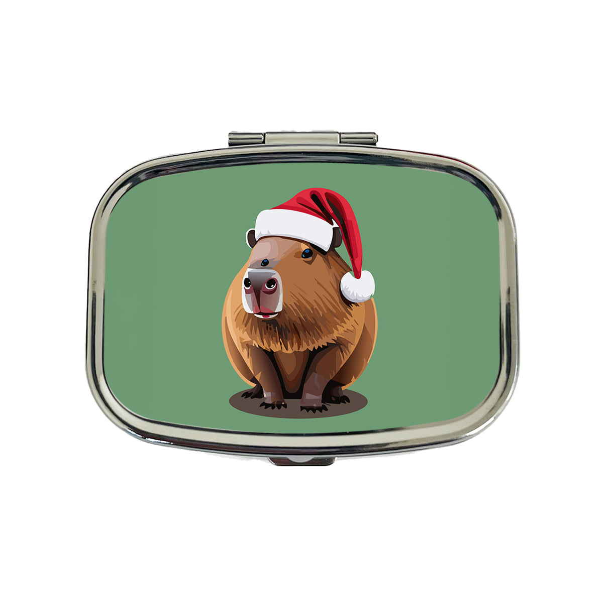 Capybara Santa Hat Christmas Travel Pill Box Case