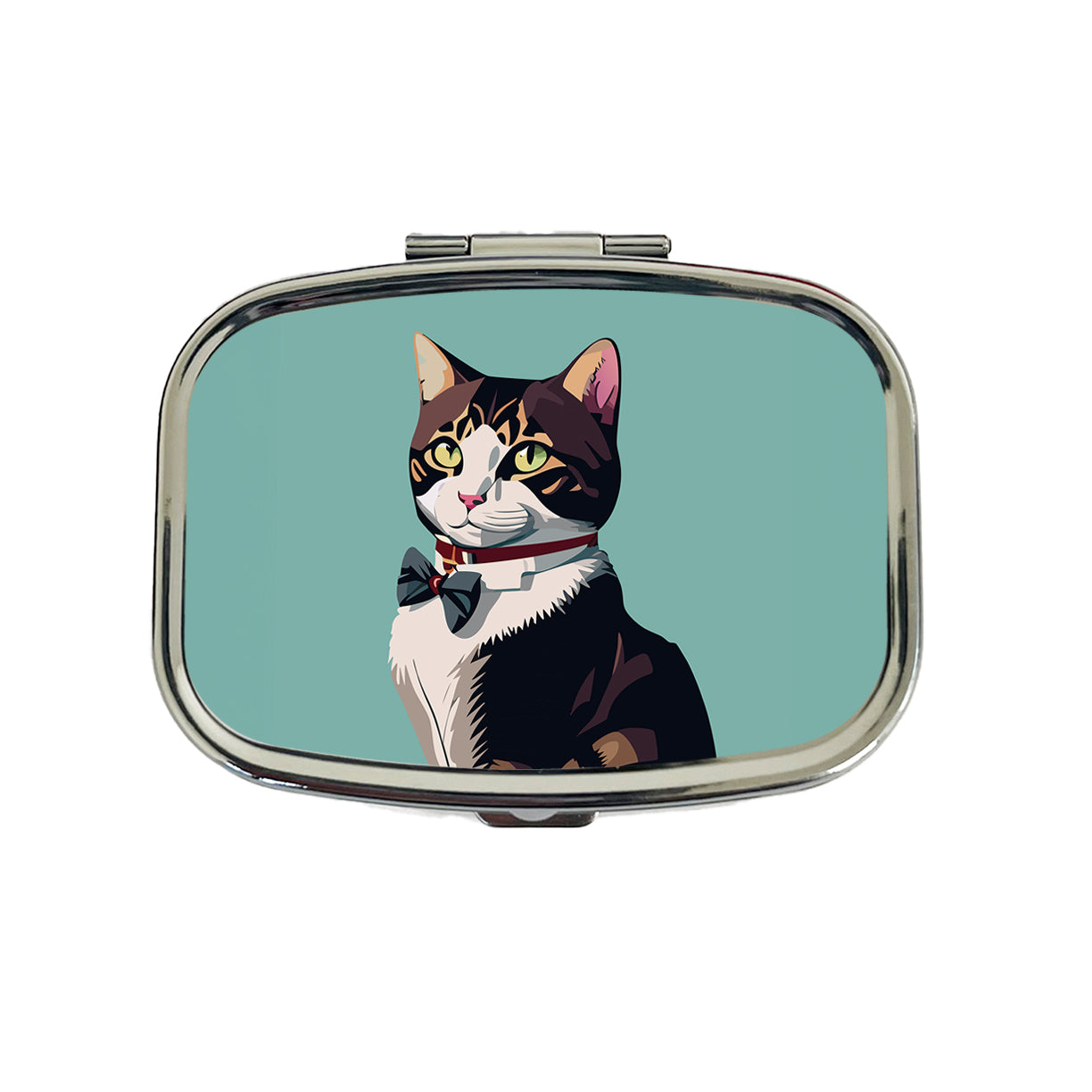 Cat Fancy with Bowtie Travel Pill Box Case