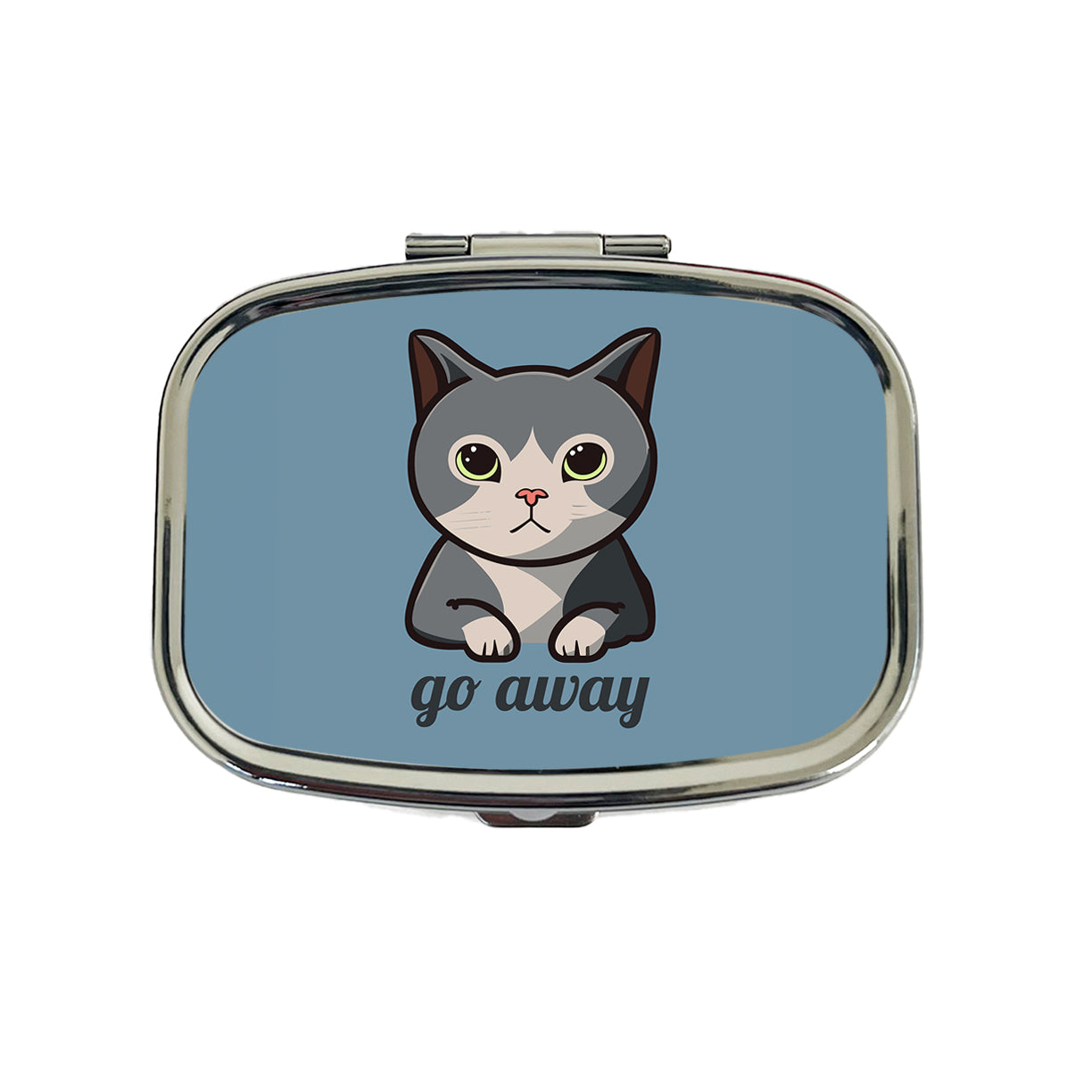 Cat Gray Go Away Funny Travel Pill Box Case