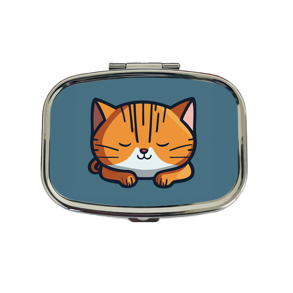 Cat Orange White Sleeping Travel Pill Box Case