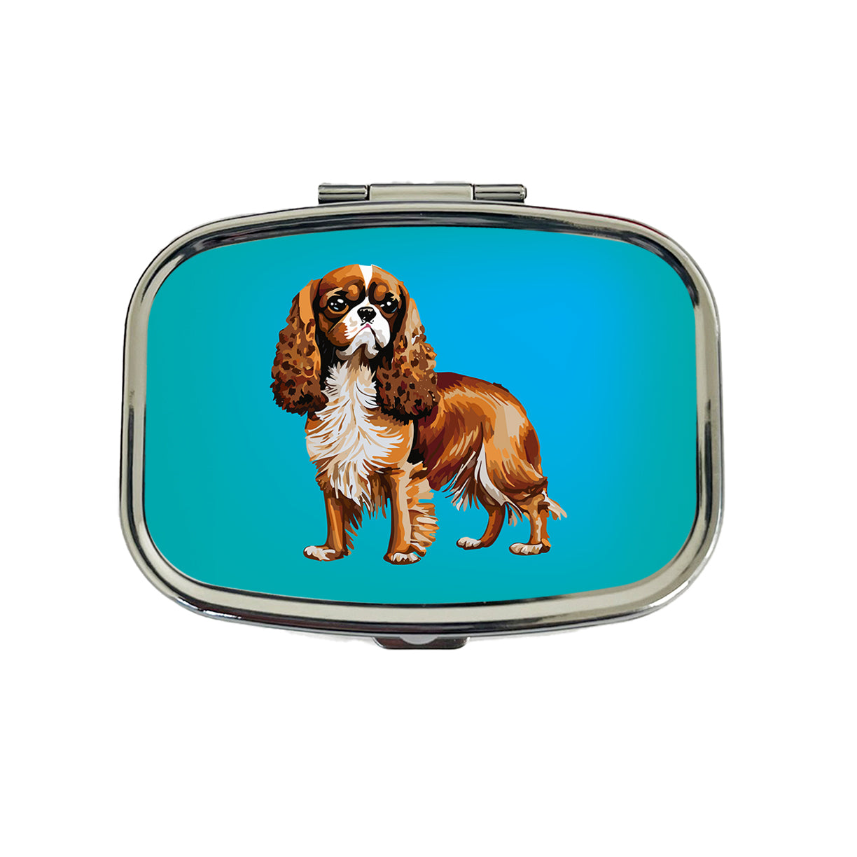 Cavalier King Charles Spaniel Dog Blenheim Watercolor Travel Pill Box Case