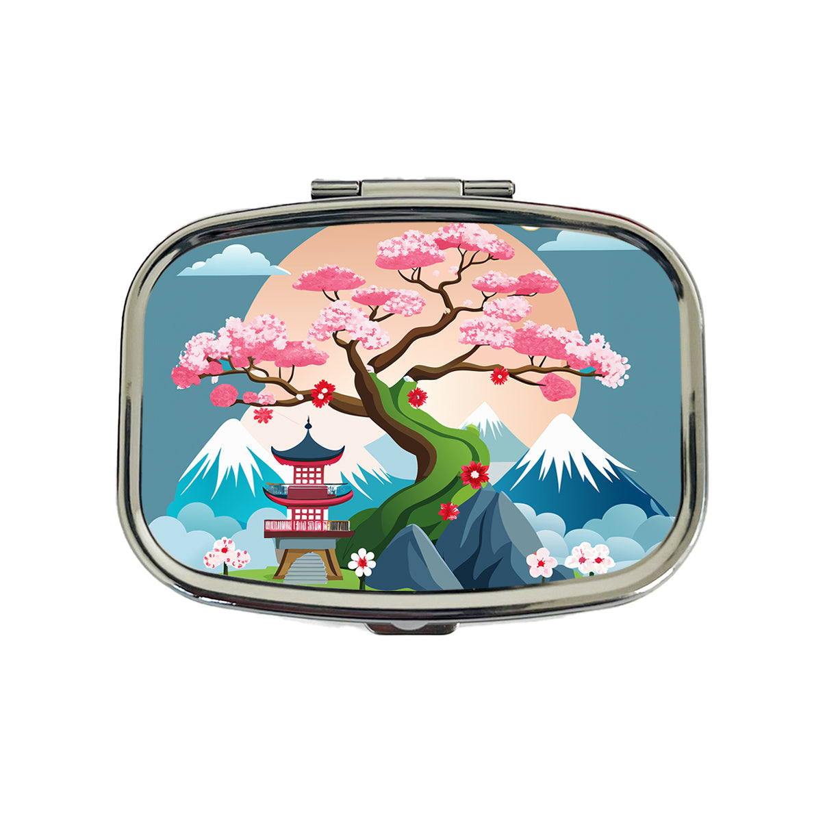 Cherry Blossom Tree Japanese Garden Travel Pill Box Case