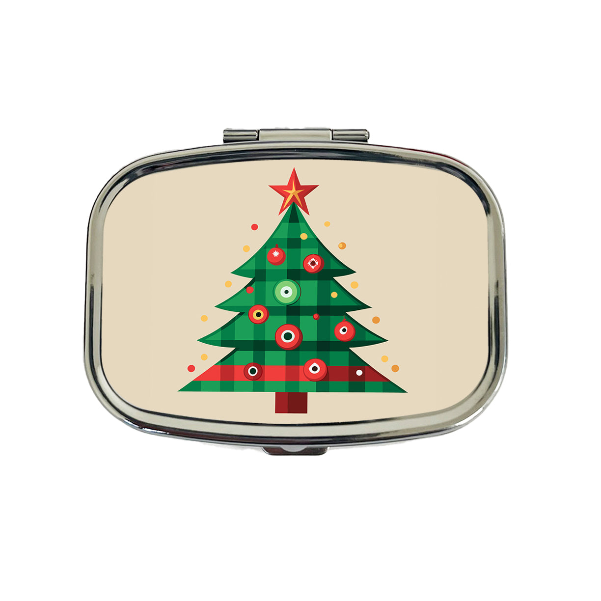 Christmas Tree Plaid Travel Pill Box Case