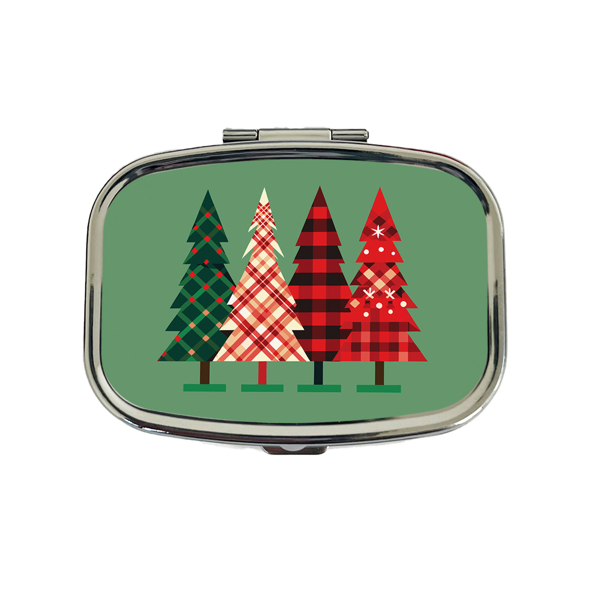 Christmas Trees Plaid Modern Cute Travel Pill Box Case