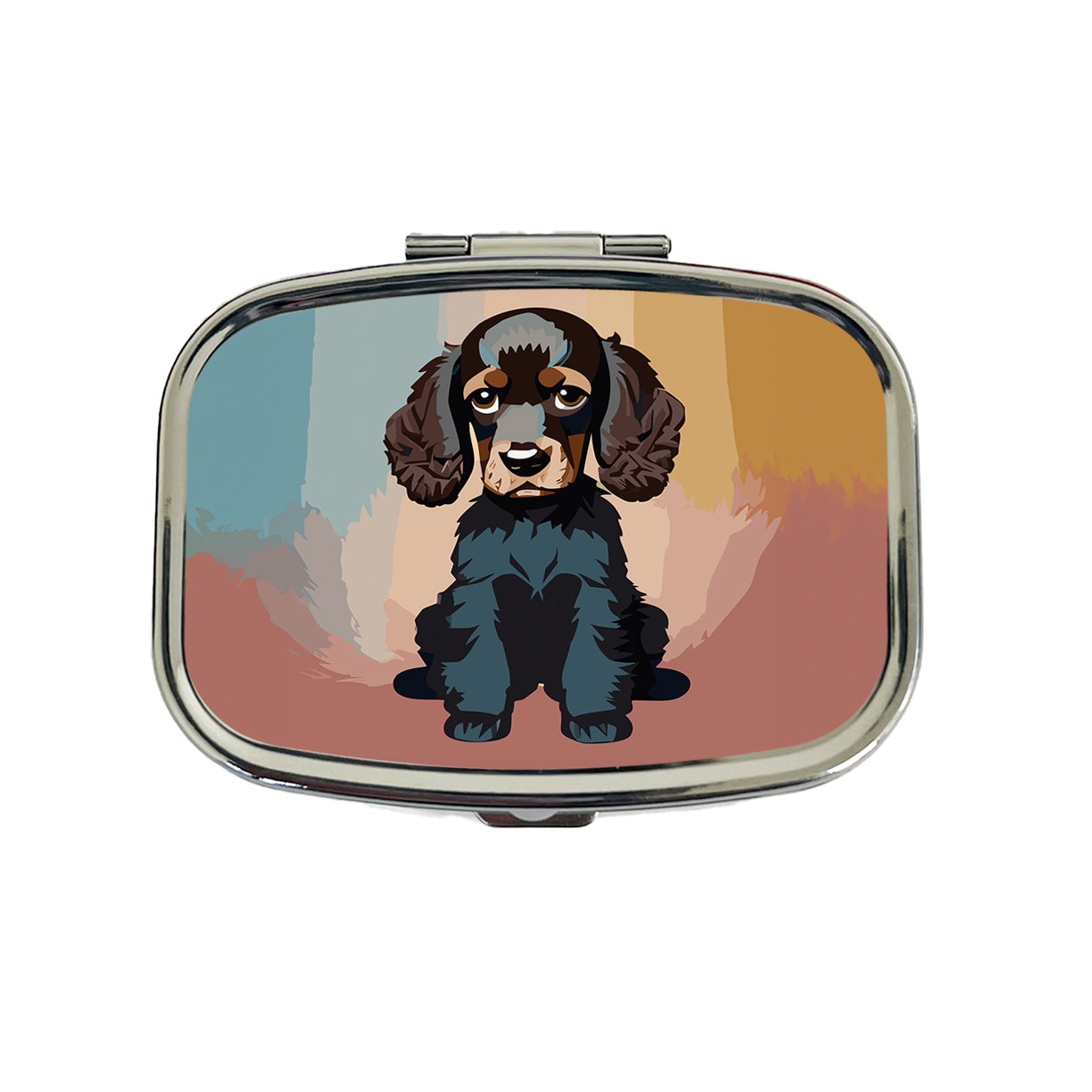 Cocker Spaniel Dark Sitting Travel Pill Box Case