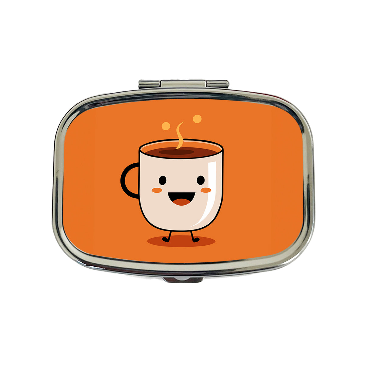 Coffee Mug Cup Smiling Happy Travel Pill Box Case