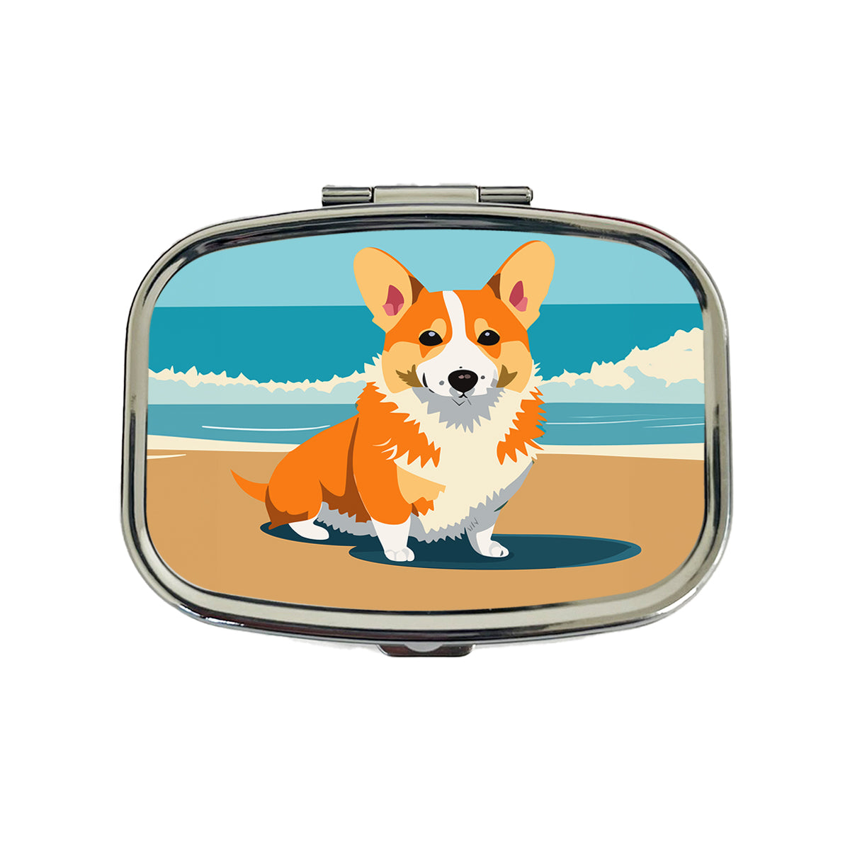 Corgi Dog on the Beach Ocean Travel Pill Box Case