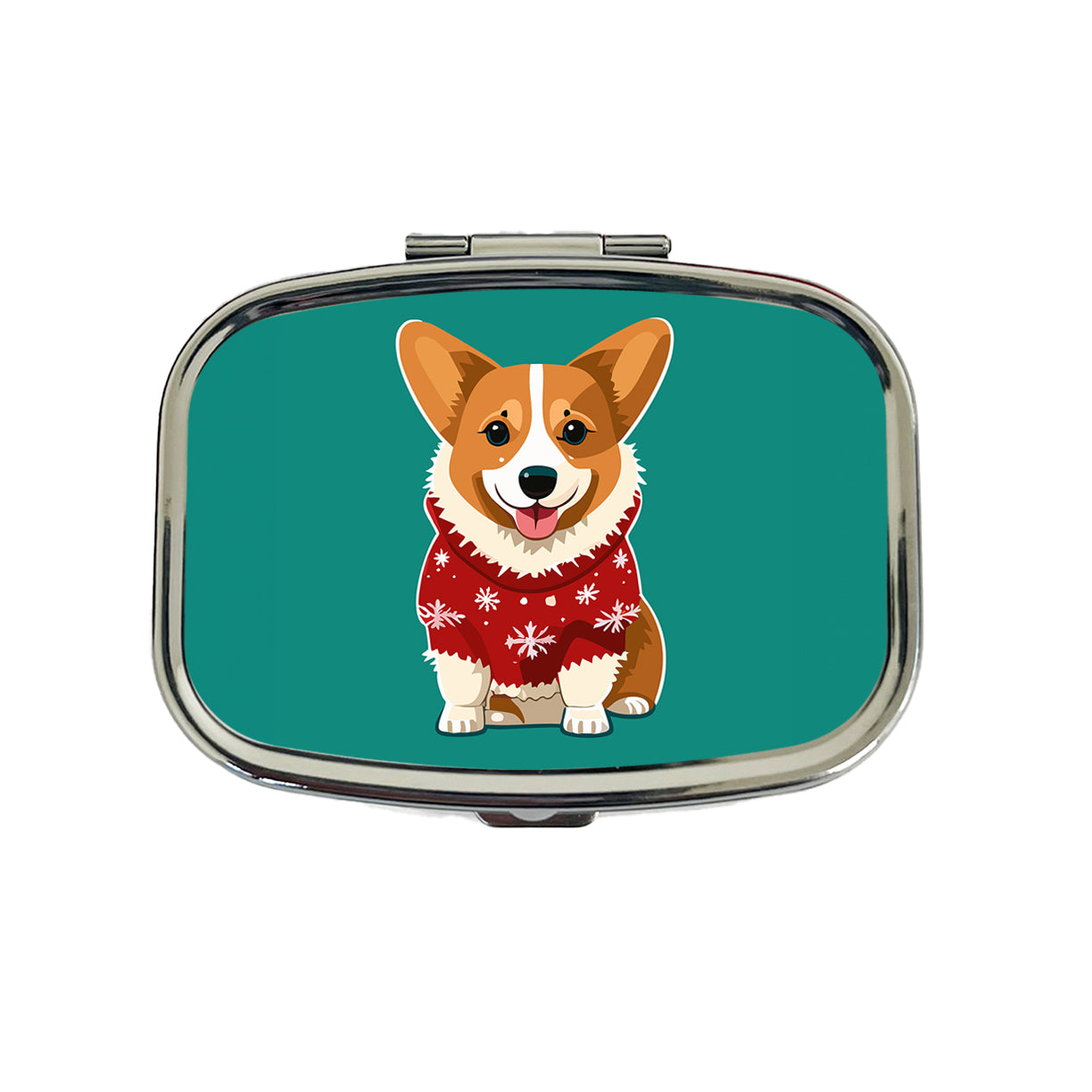 Corgi Wearing Christmas Sweater Travel Pill Box Case