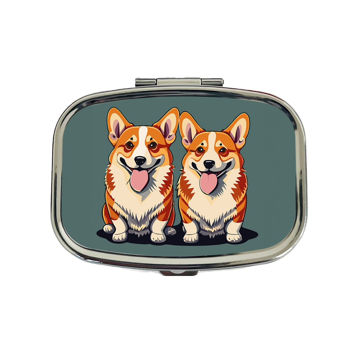 Corgis Dog Friends Brother Sister Two 2 Travel Pill Box Case