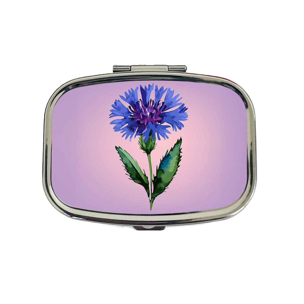 Cornflower Bachelors Buttons Flowers Blue Travel Pill Box Case