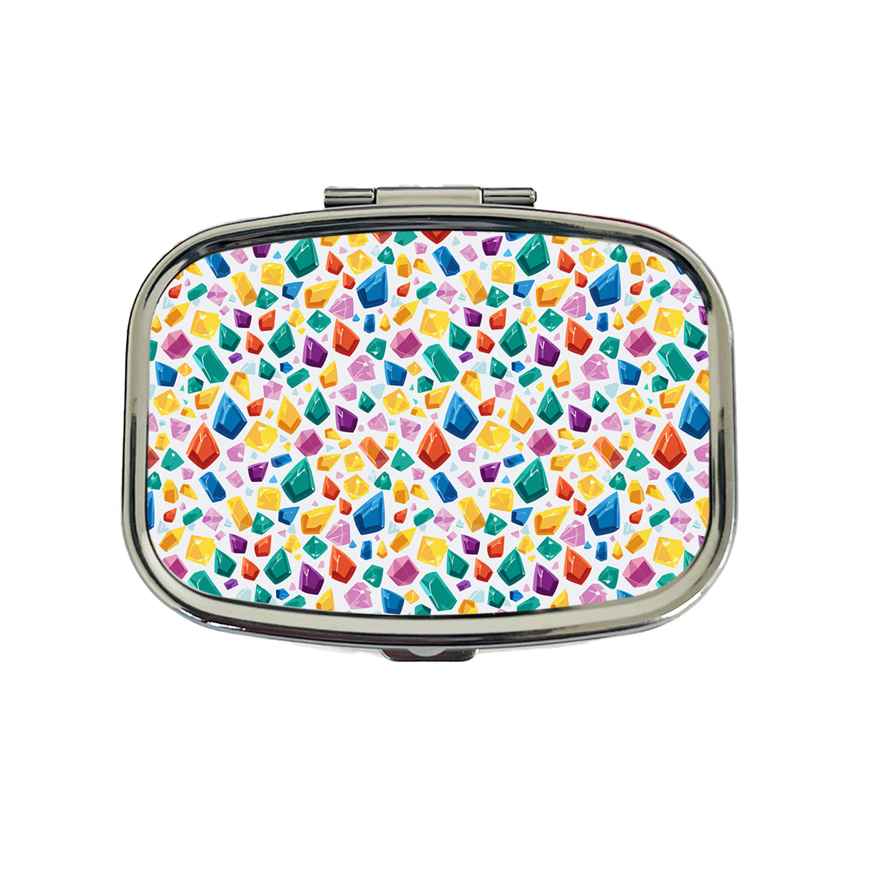 Crystals Gems Gemstones Colorful Pattern Travel Pill Box Case