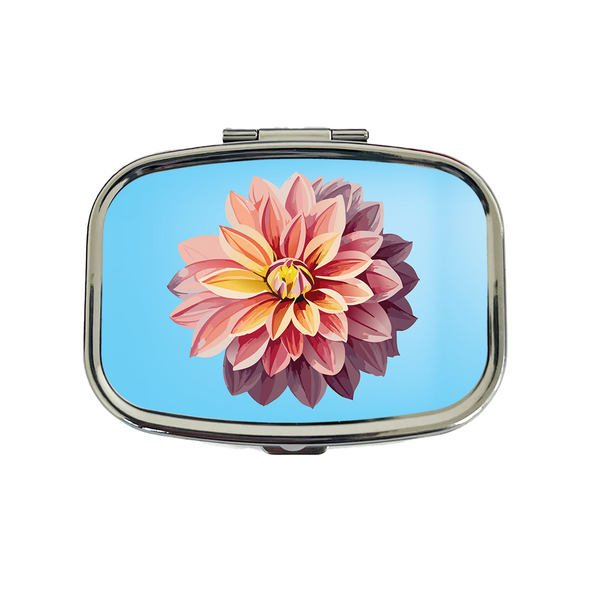 Dahlia Flower Watercolor Travel Pill Box Case