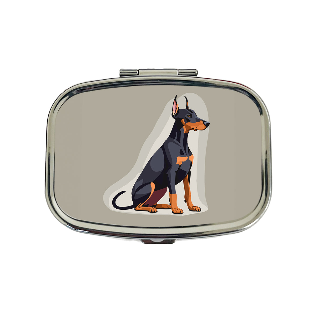 Doberman Dog Sitting Travel Pill Box Case