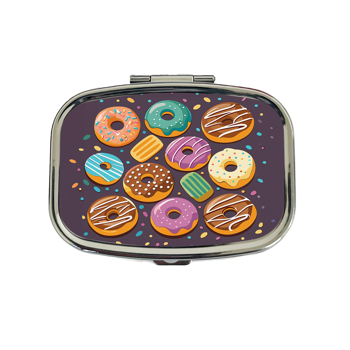 Donuts Scattered Travel Pill Box Case