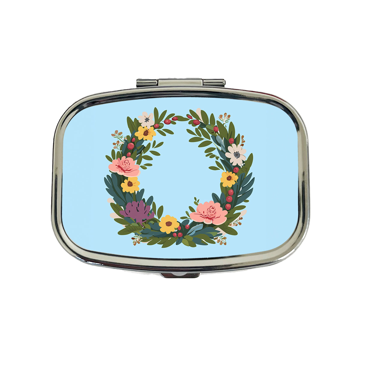 Floral Wreath Flowers Spring Wedding Travel Pill Box Case