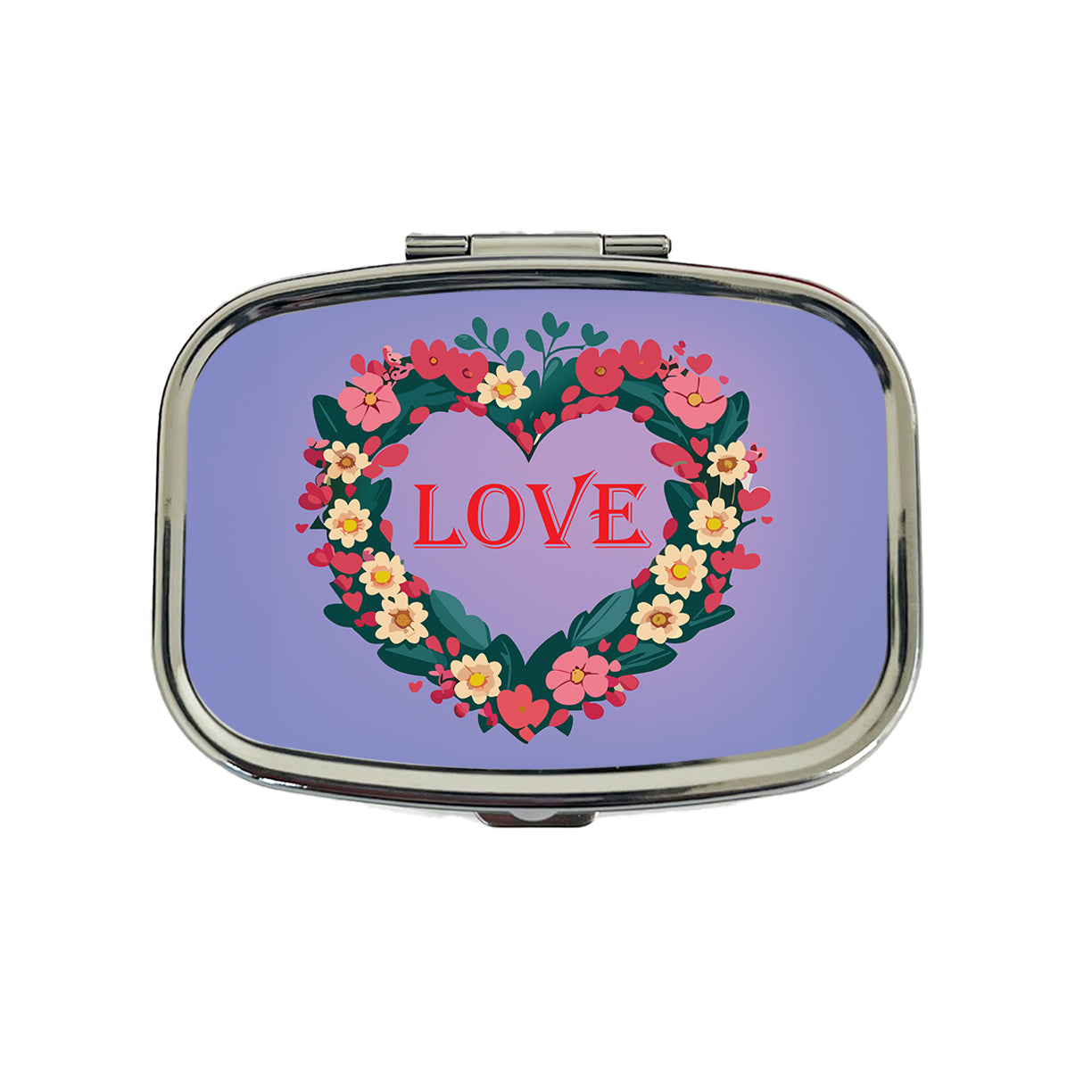 Flower Heart Love Wreath Floral Wedding Beautiful Travel Pill Box Case