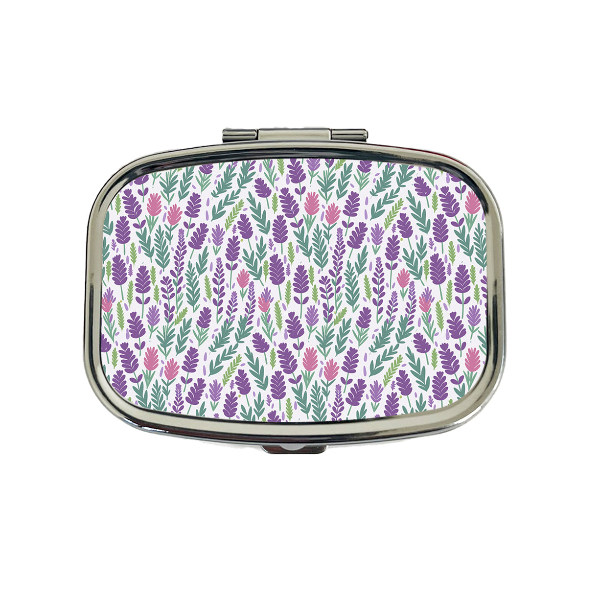 Flowers Lavender Cute Pattern Travel Pill Box Case