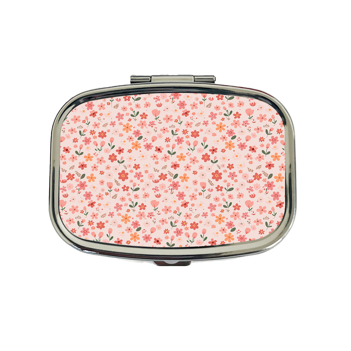 Flowers Peach Pink Cute Pattern Travel Pill Box Case