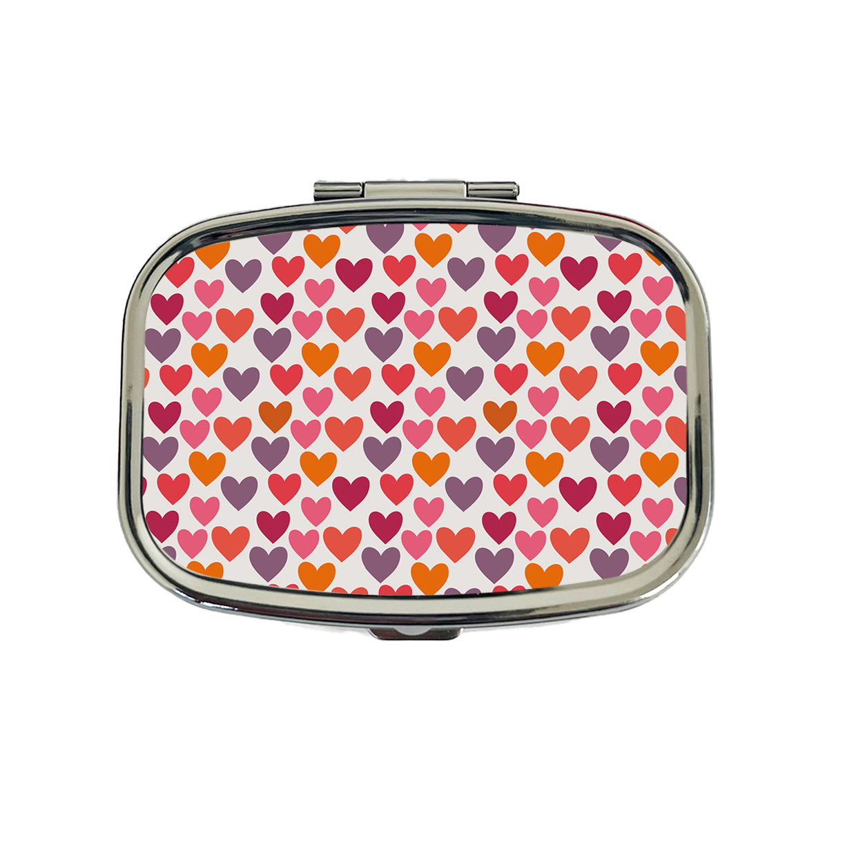 Hearts Purple Pink Orange Valentines Day Anniversary Love Travel Pill Box Case