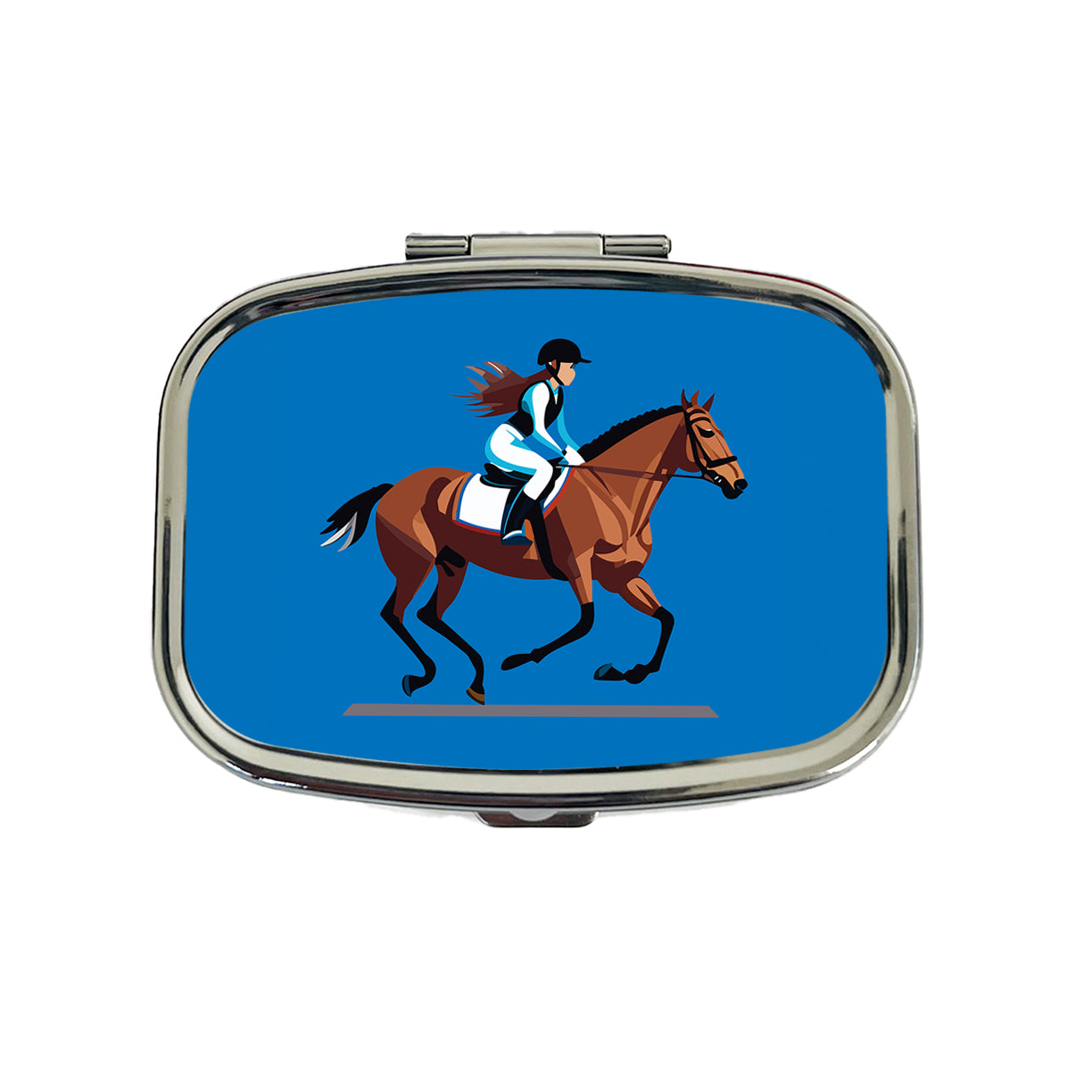 Jockey Riding Horse Racing Woman Travel Pill Box Case