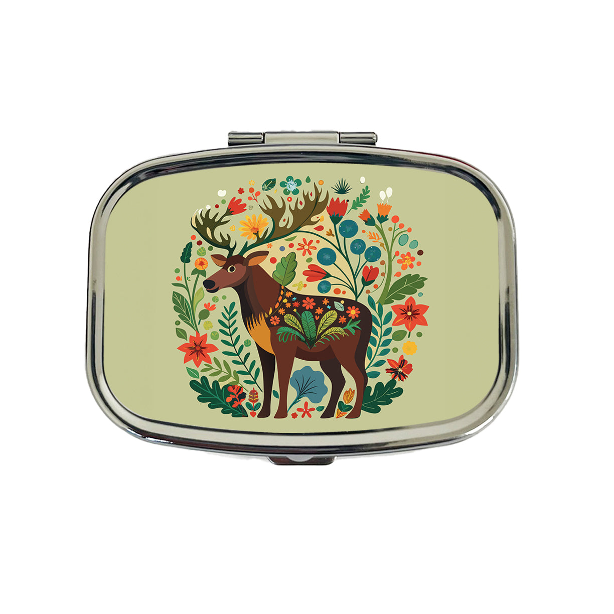 Moose Floral Flowers Travel Pill Box Case