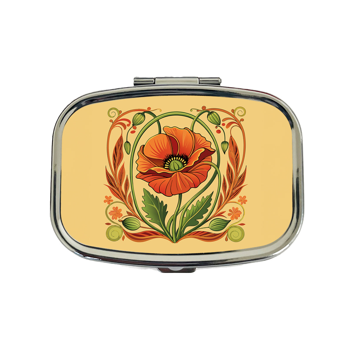 Poppy Poppies Floral Art Nouveau Flowers Elegant Travel Pill Box Case