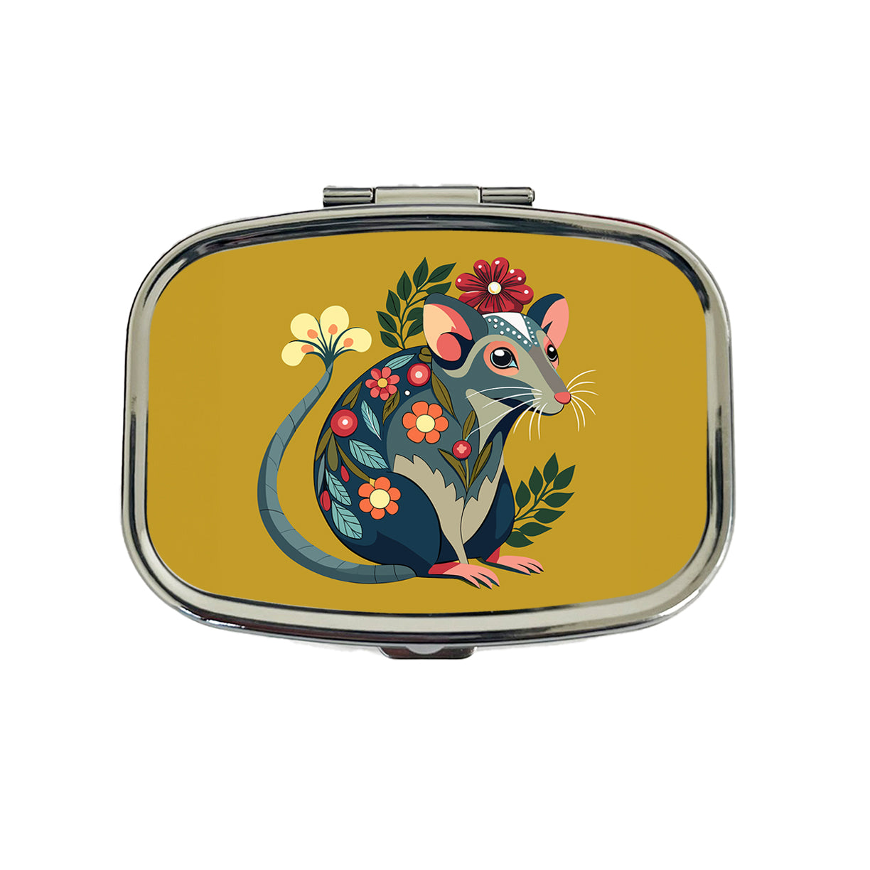 Rat Floral Flowers Travel Pill Box Case