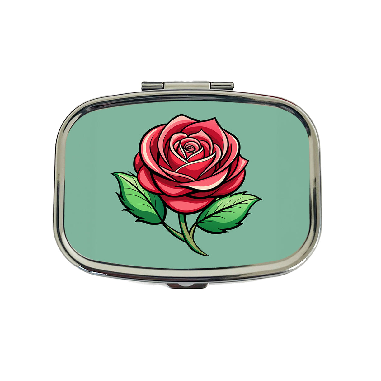 Rose Flower Bud Red Travel Pill Box Case