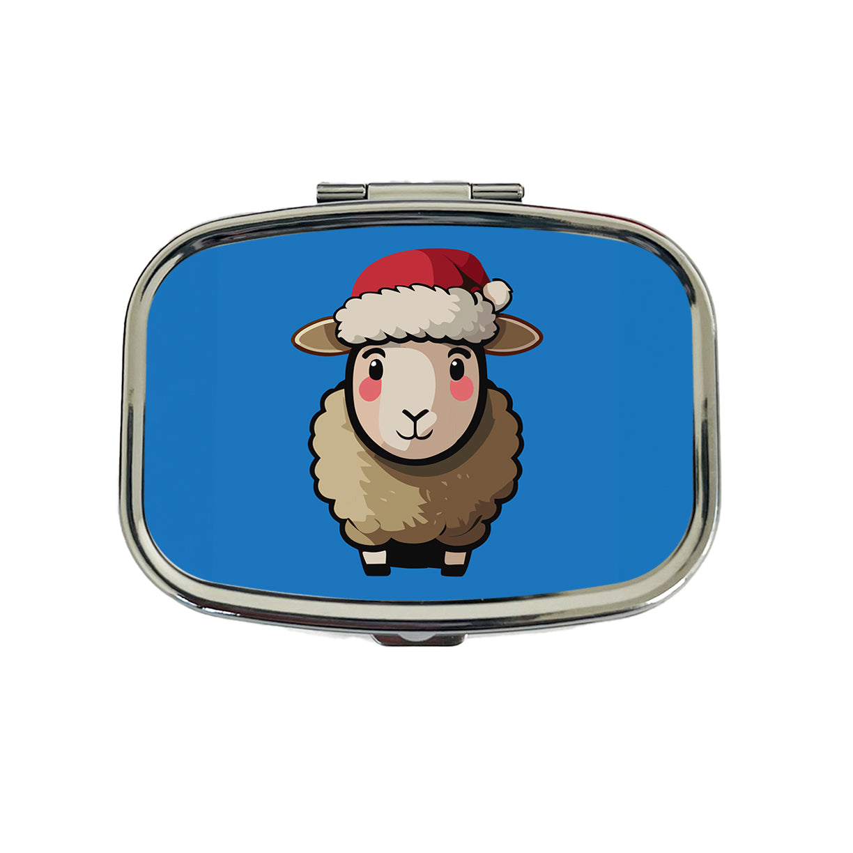Sheep Christmas Santa Hat Travel Pill Box Case