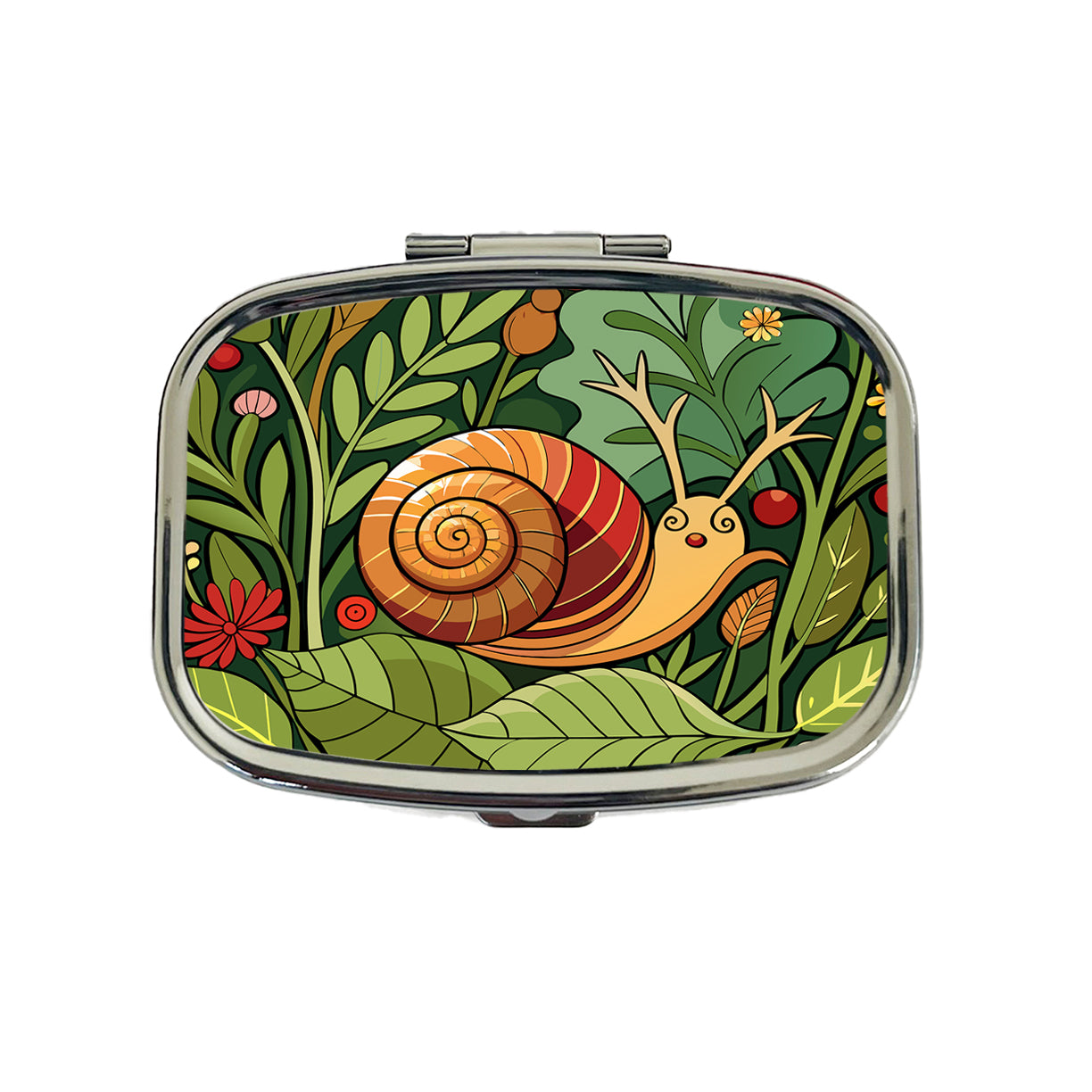 Snail Botanical Art Nouveau Travel Pill Box Case