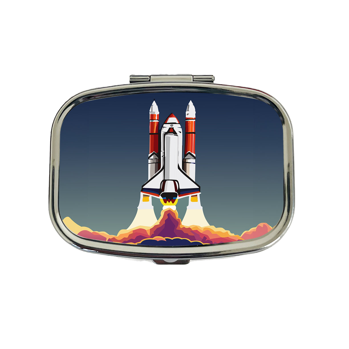 Space Shuttle Launch Blasting Off Travel Pill Box Case