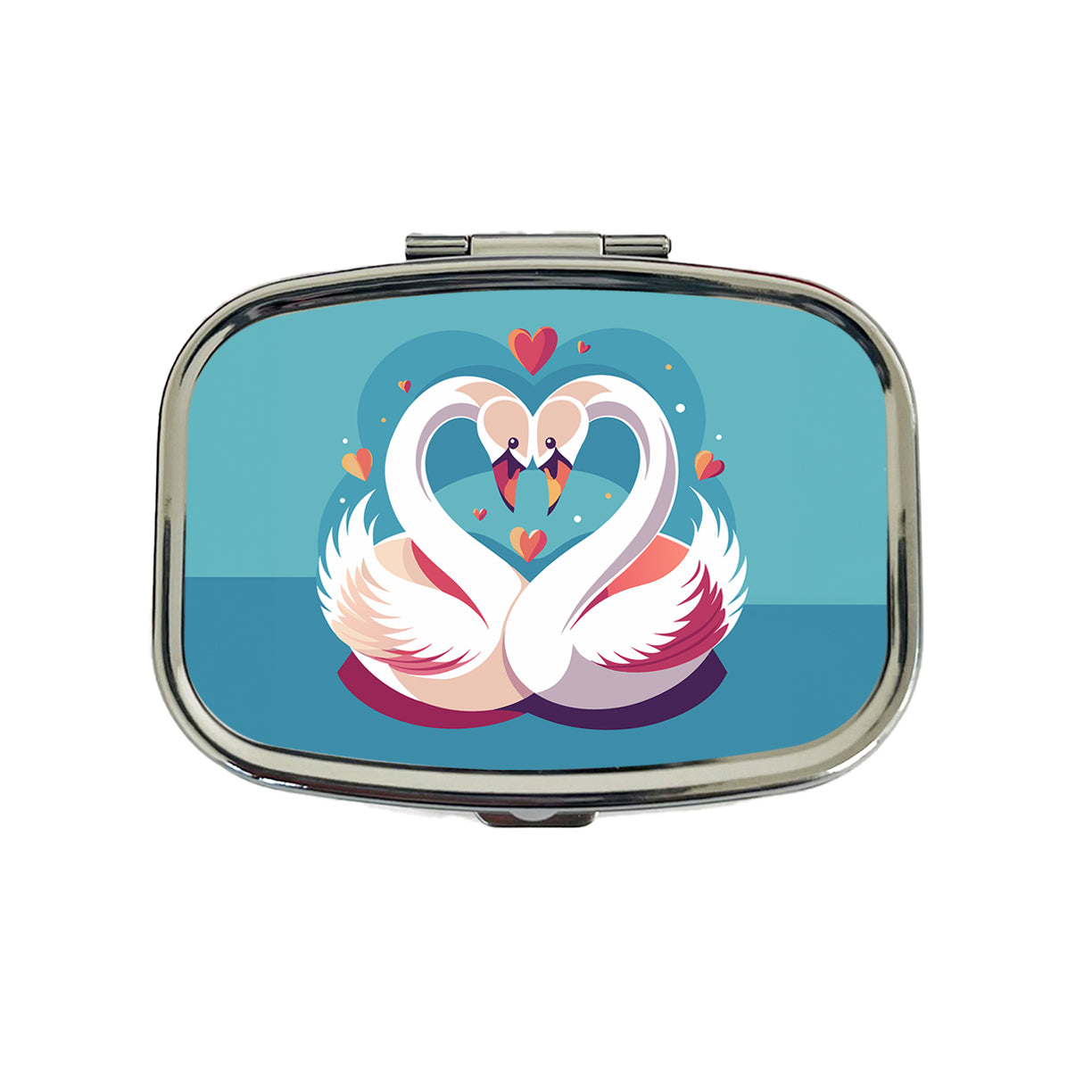 Swans in Love Anniversary Wedding Valentines Day Travel Pill Box Case