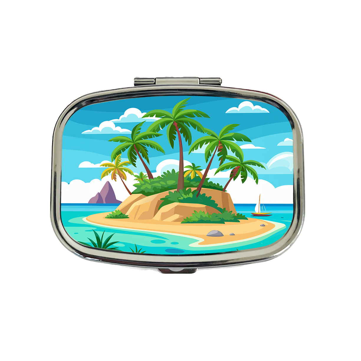 Tropical Island Beach Palm Trees Vacation Travel Travel Pill Box Case