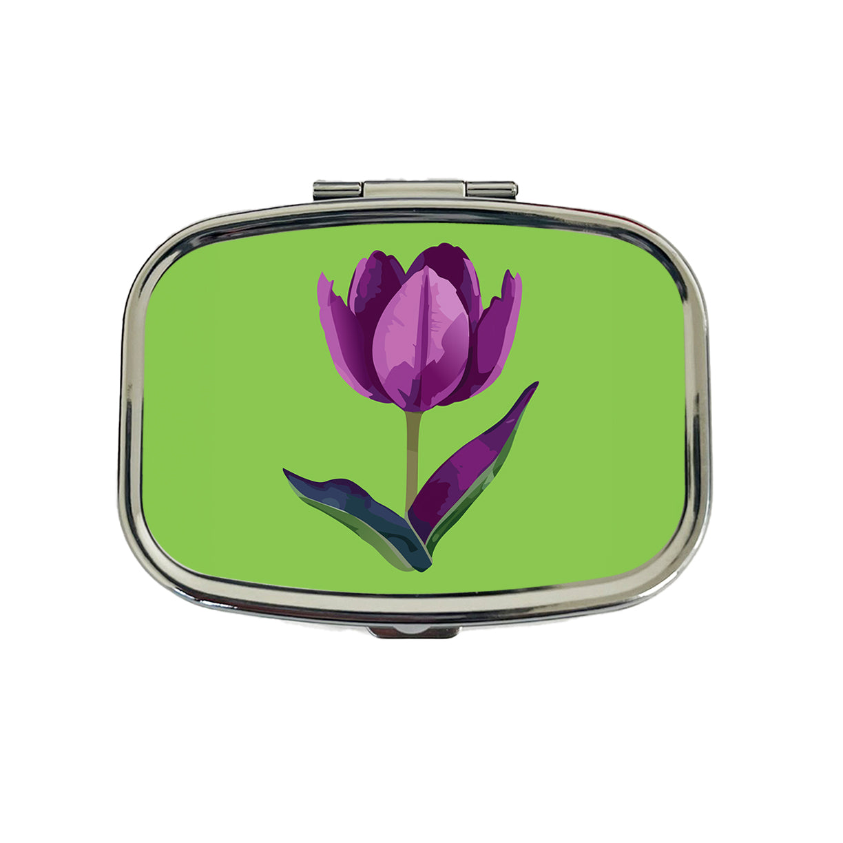 Tulip Flower Purple Watercolor Travel Pill Box Case