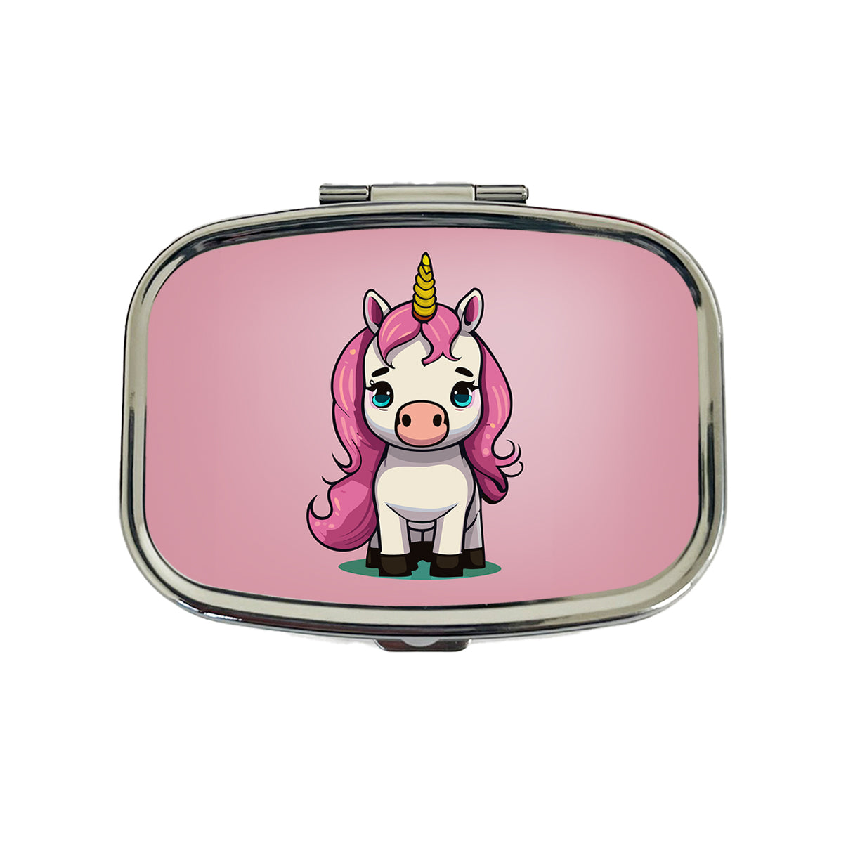 Unicorn Chibi Pink Hair Travel Pill Box Case