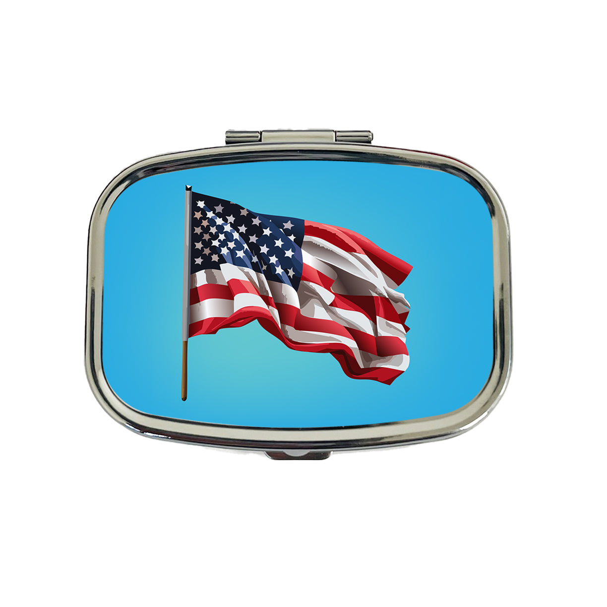 USA Flag American Waving Travel Pill Box Case