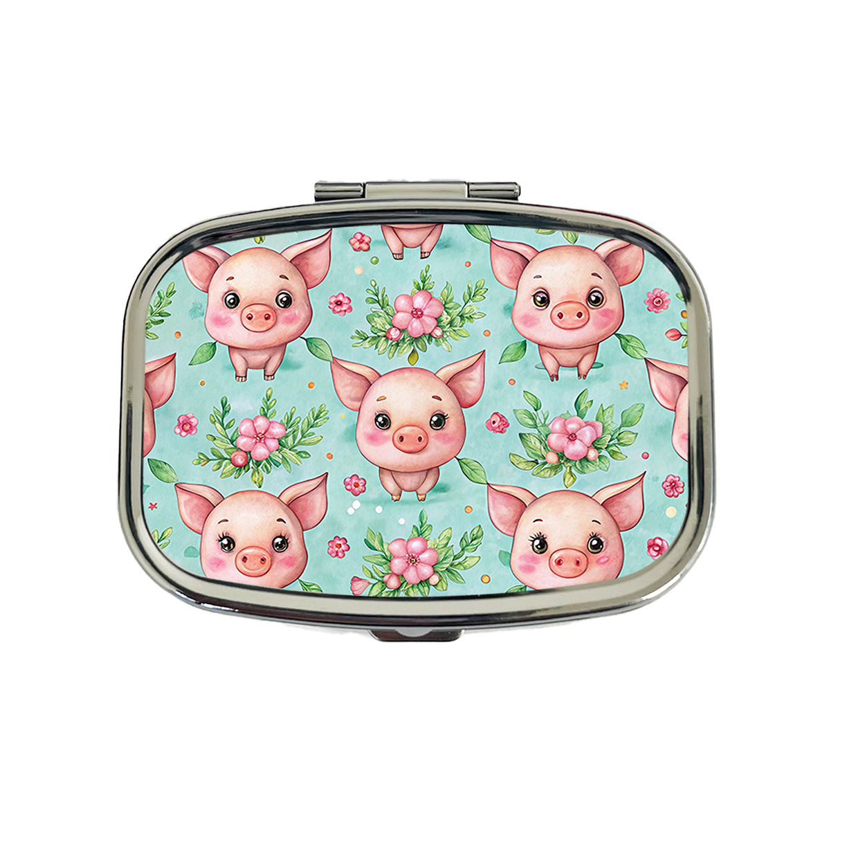 Adorable Pig Faces Watercolor Travel Pill Box Case