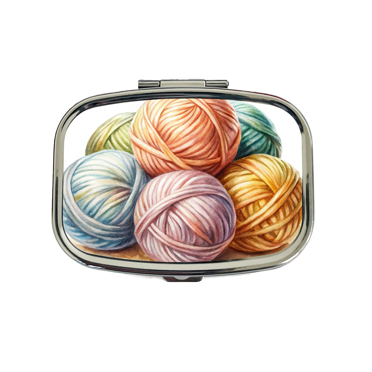 Balls Of Pastel Yarn Knitting Crochet Watercolor Travel Pill Box Case
