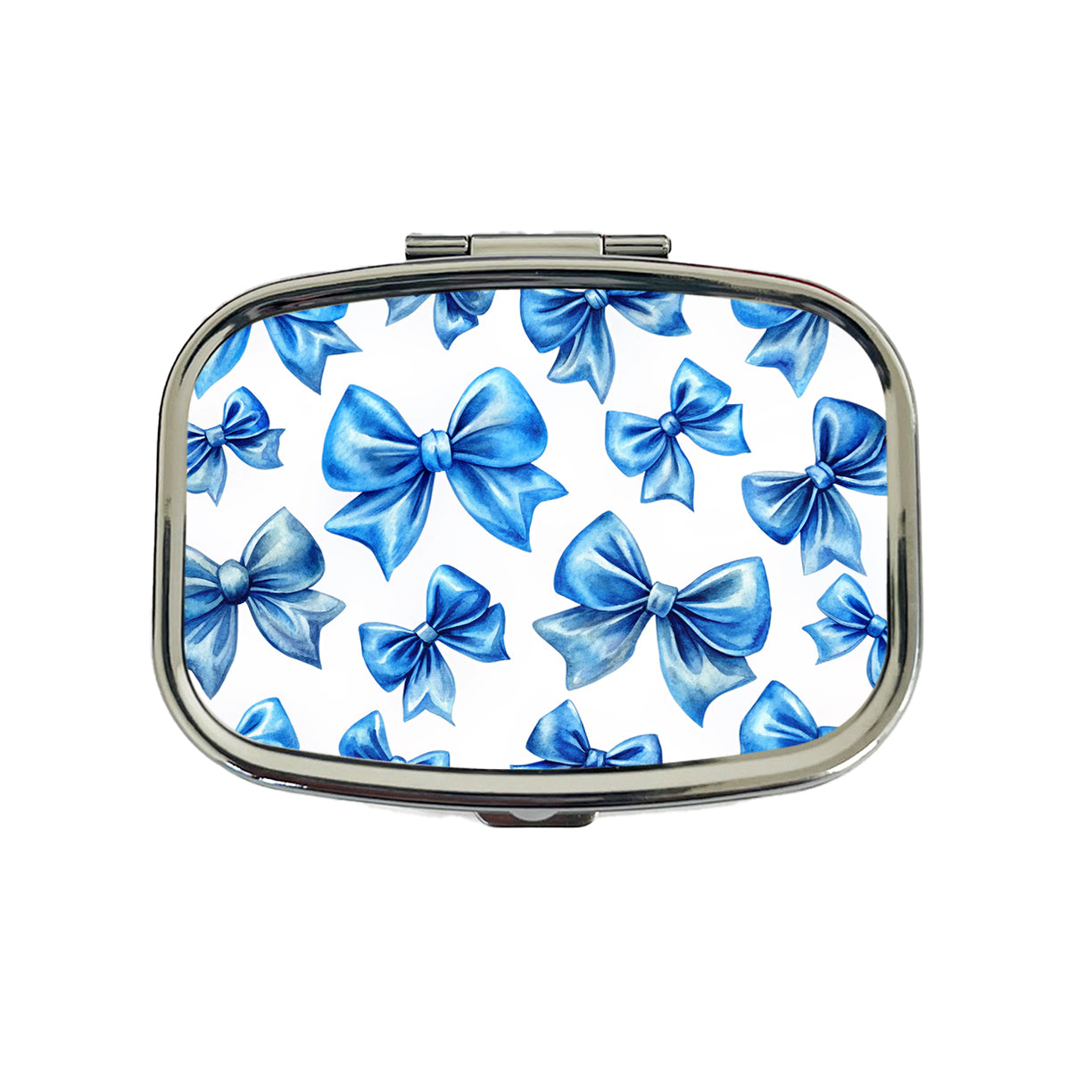 Blue Scattered Coquette Bows Watercolor Travel Pill Box Case