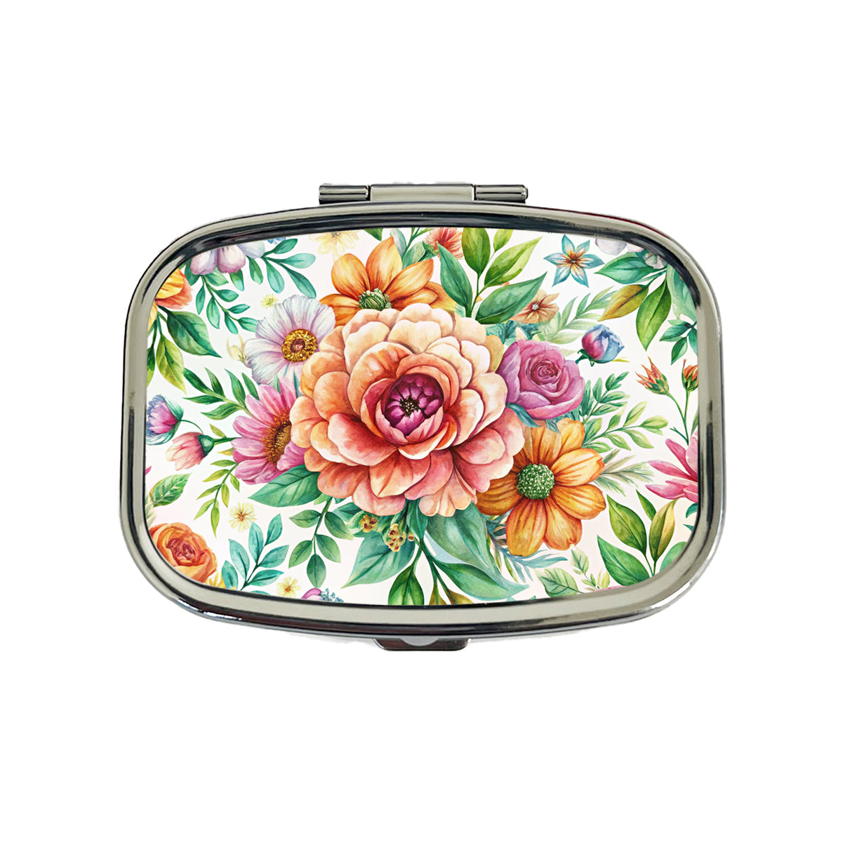 Boho Flowers Watercolor Travel Pill Box Case