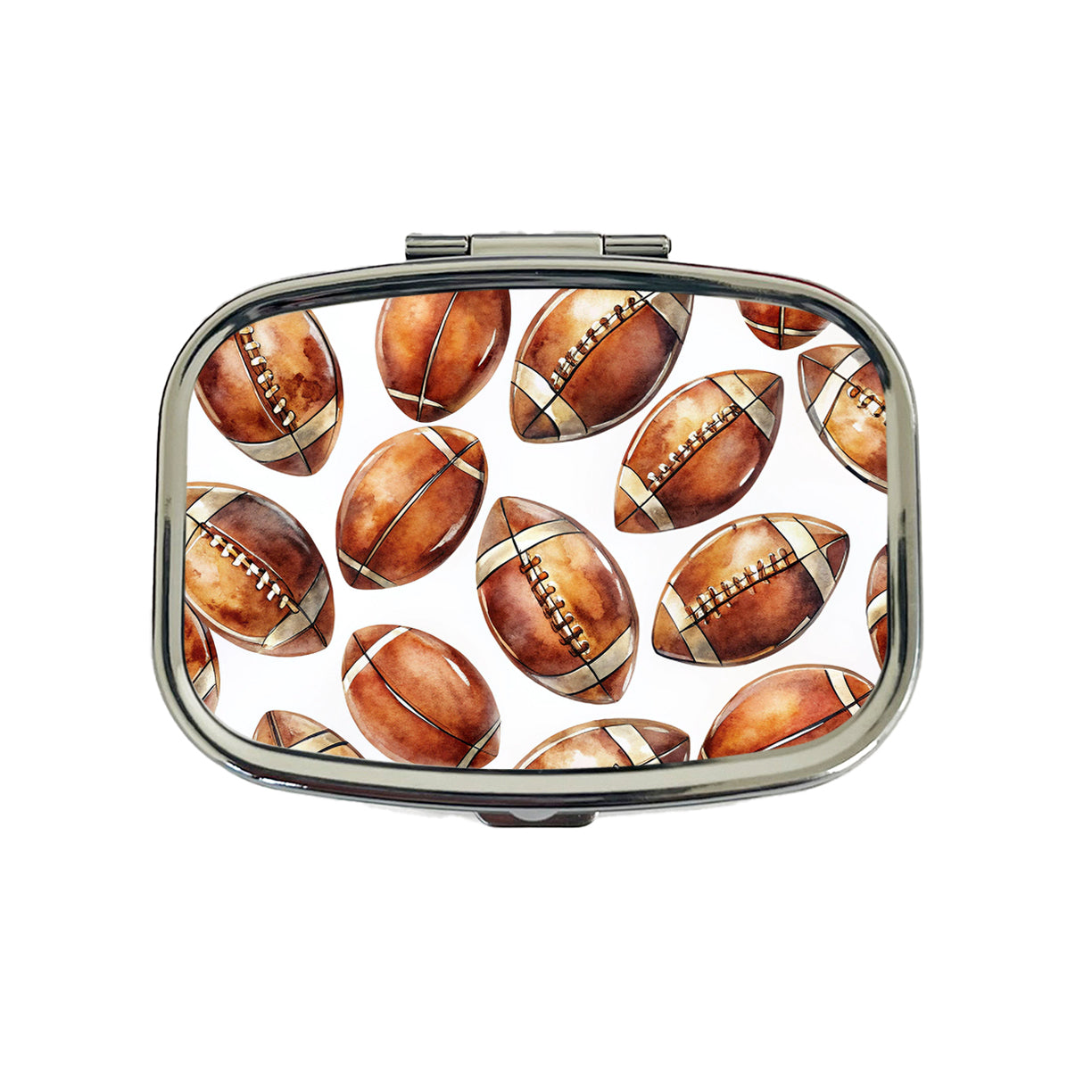 Brown Football Balls Watercolor Travel Pill Box Case