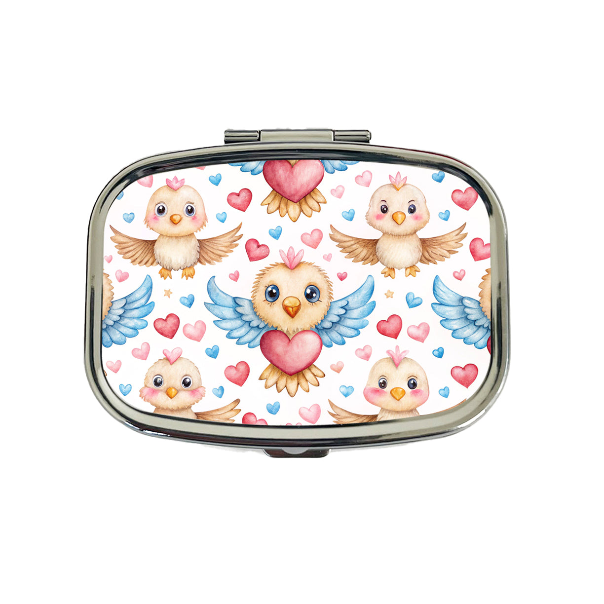 Cute Eagles Hearts Watercolor Travel Pill Box Case