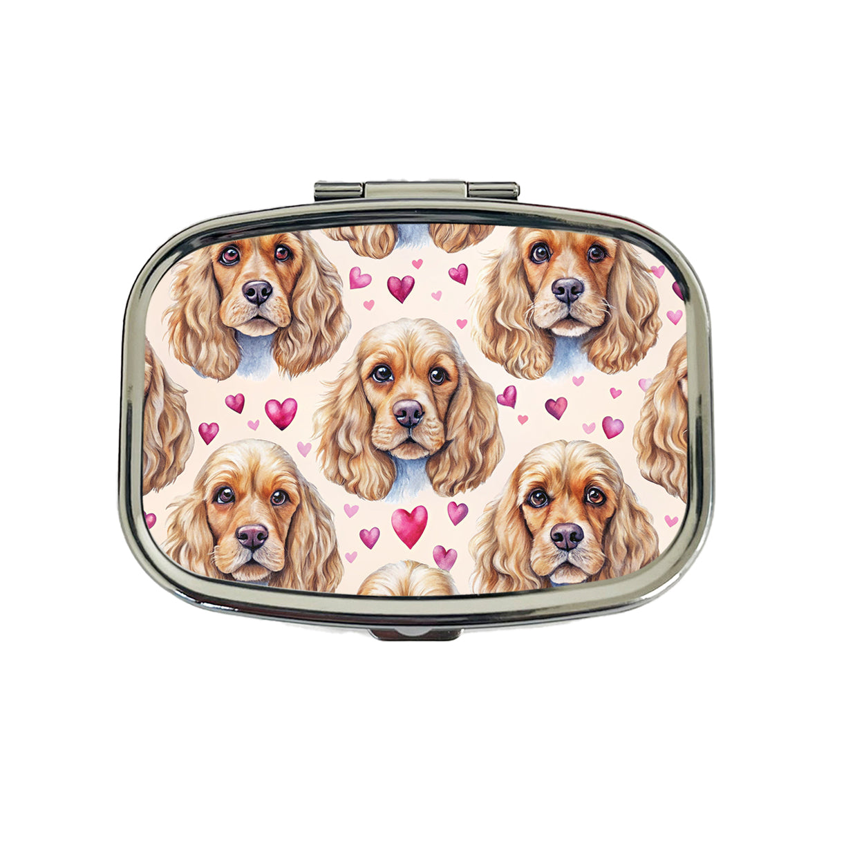 Cute English Cocker Spaniel Dog Faces Travel Pill Box Case