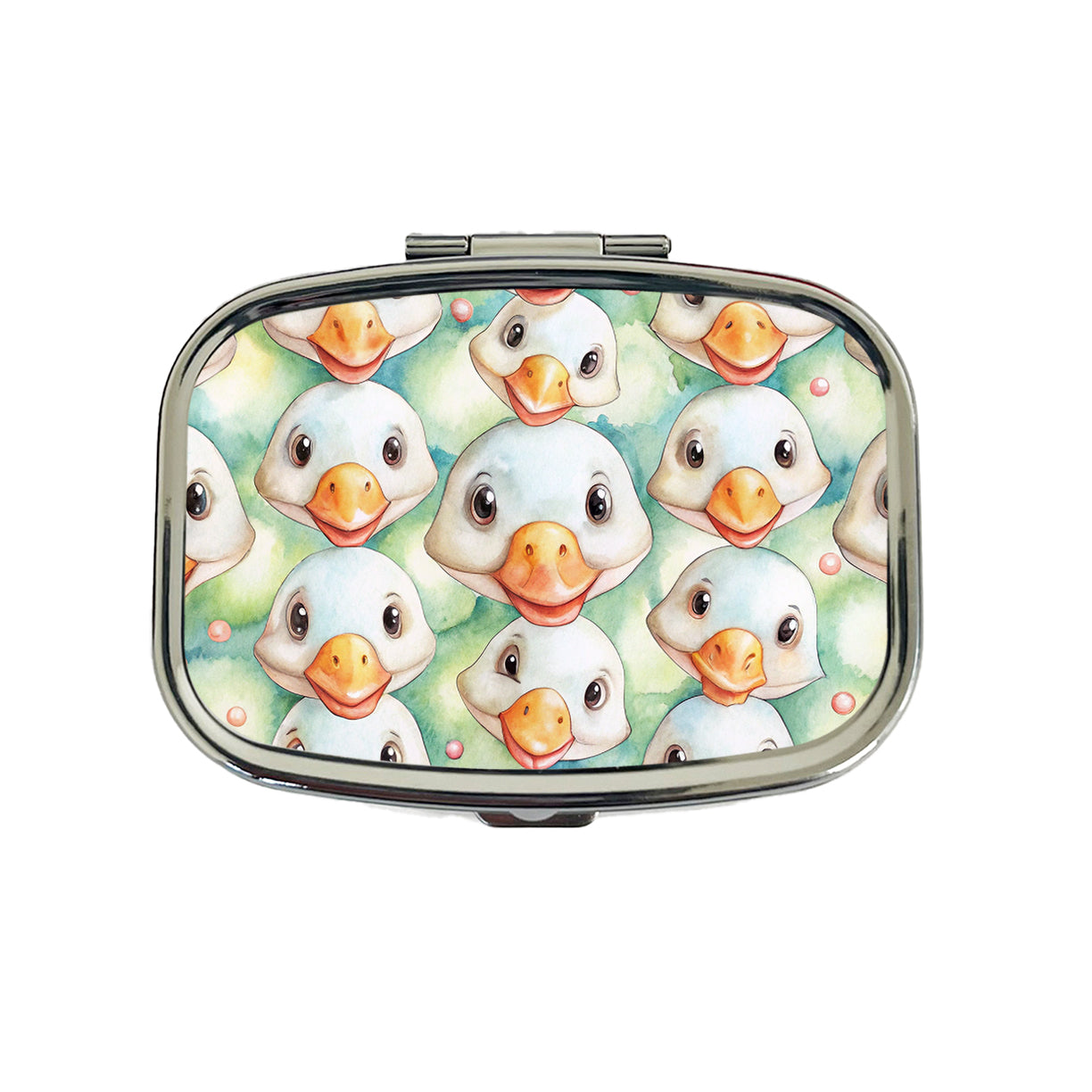 Cute Geese Faces Watercolor Travel Pill Box Case
