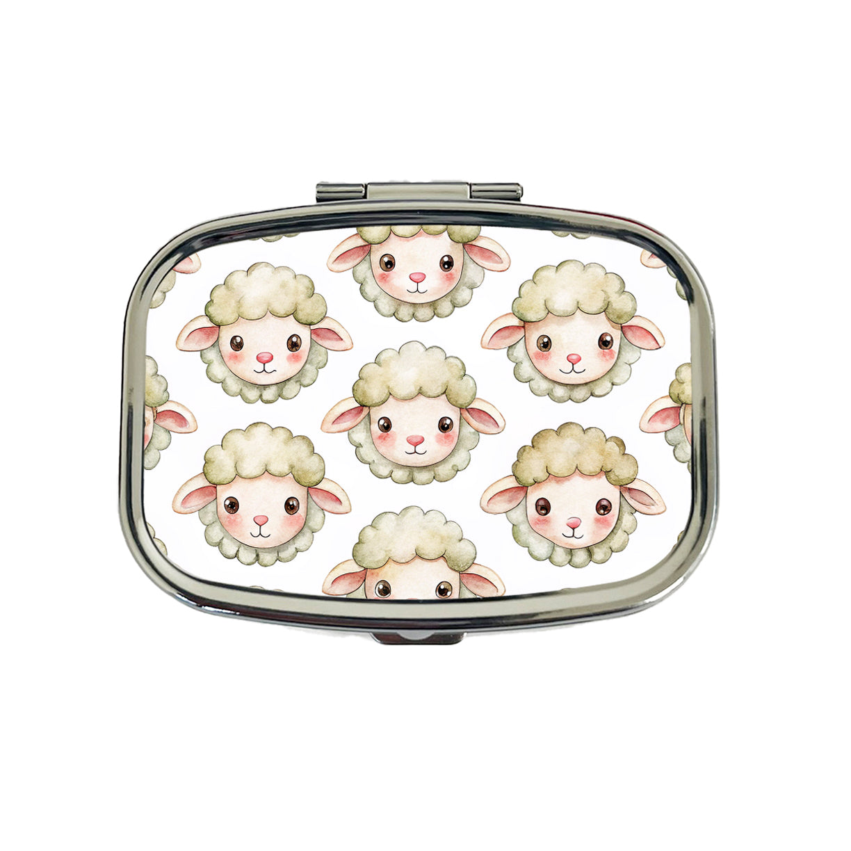 Cute Sheep Faces Watercolor Travel Pill Box Case