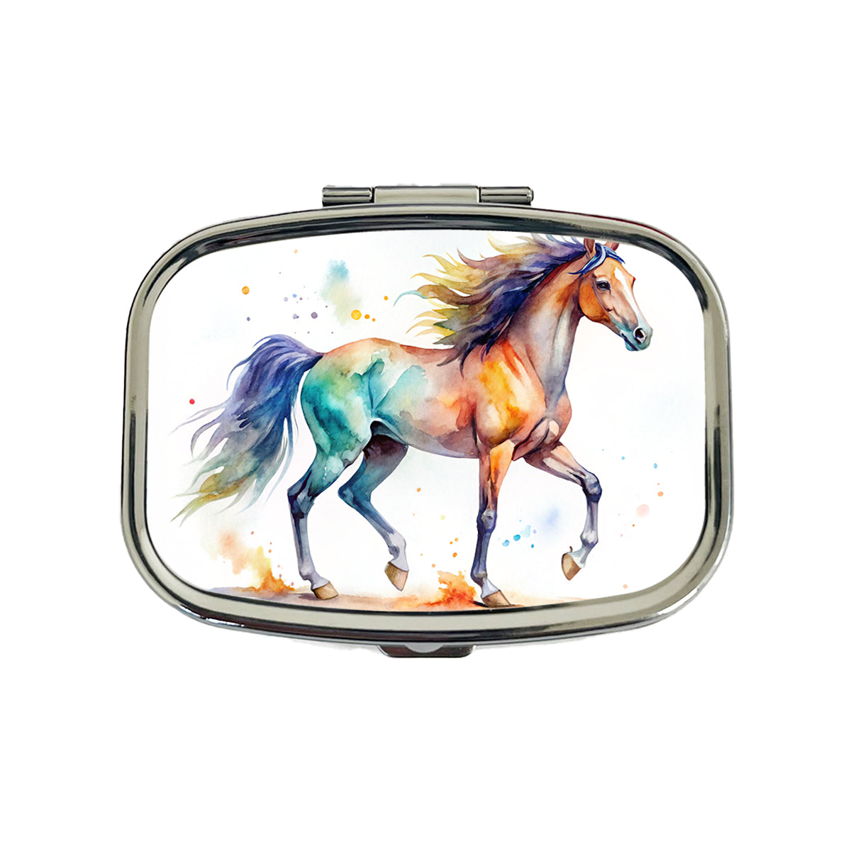 Horse Watercolor Design Travel Pill Box Case