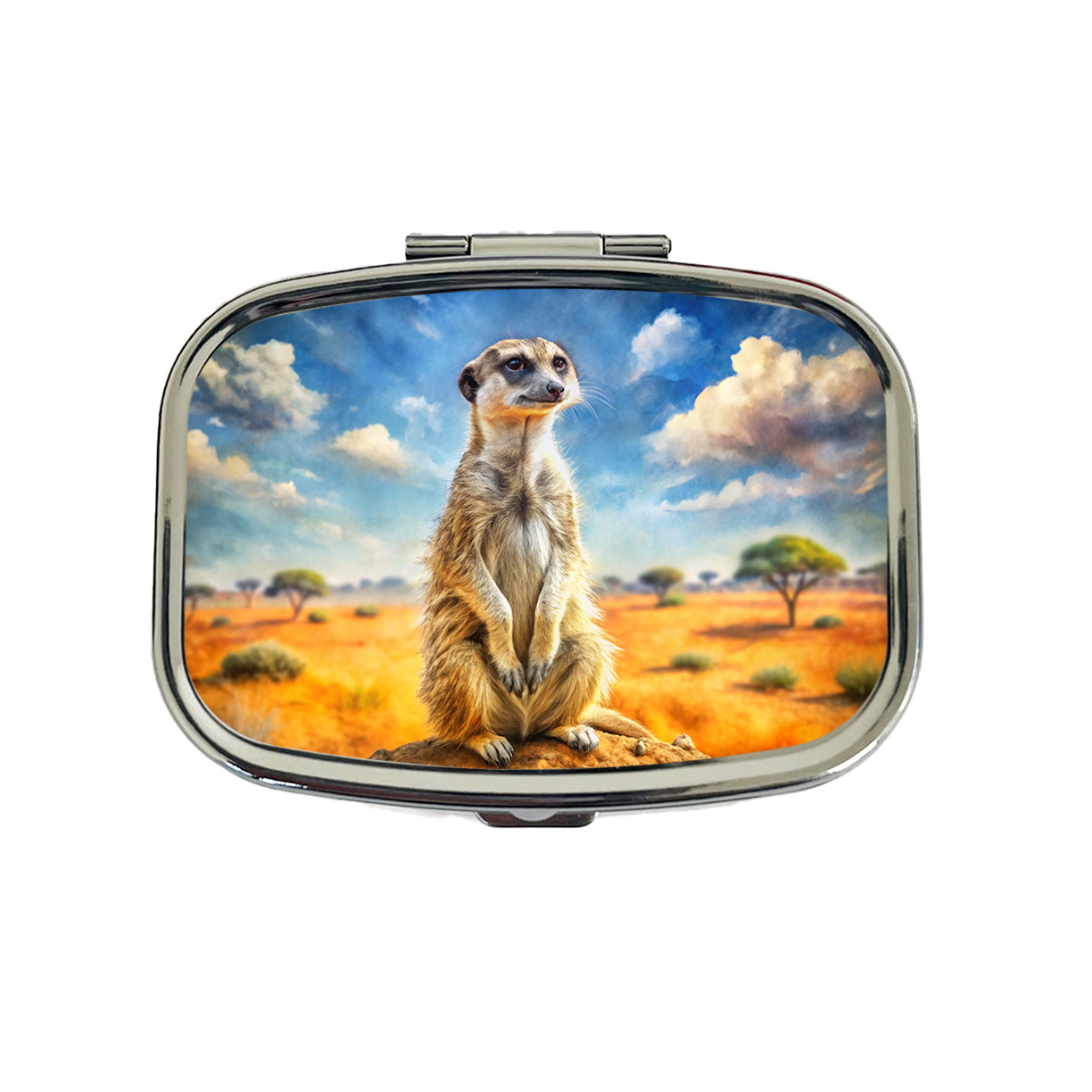 Meerkat African Plain Watercolor Design Travel Pill Box Case