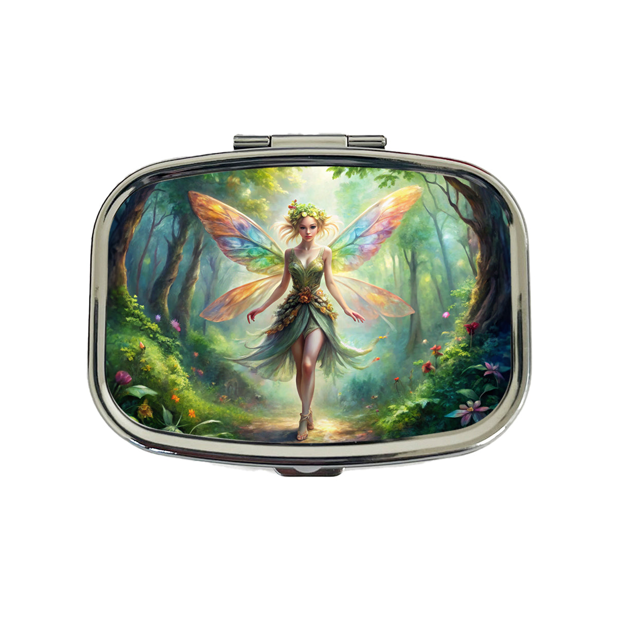 Pixie Fairy Forest Fantasy Beautiful Watercolor Travel Pill Box Case