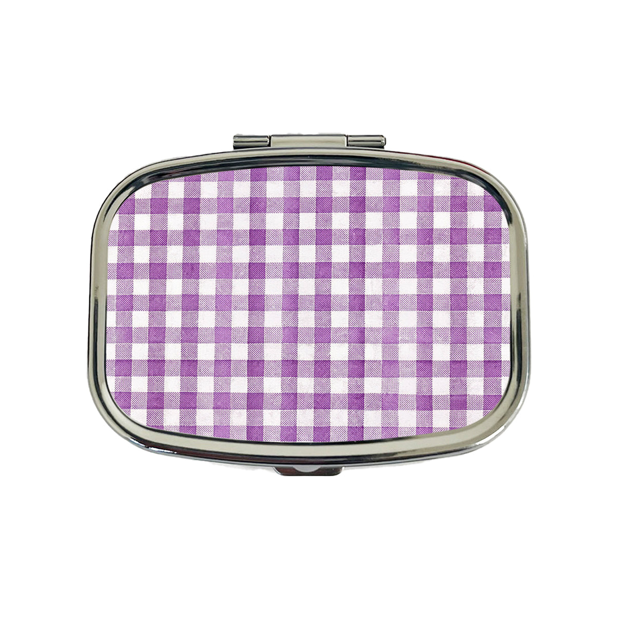 Purple White Gingham Watercolor Travel Pill Box Case